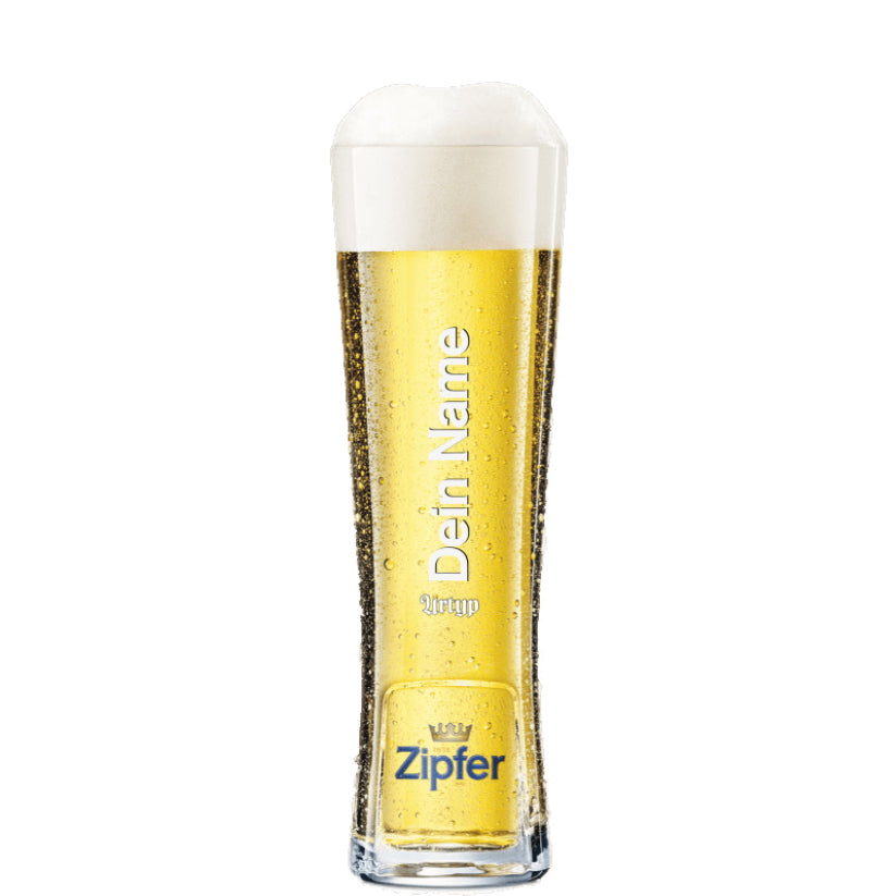 Geschenkbox mit personalisiertem Zipfer Design-Glas