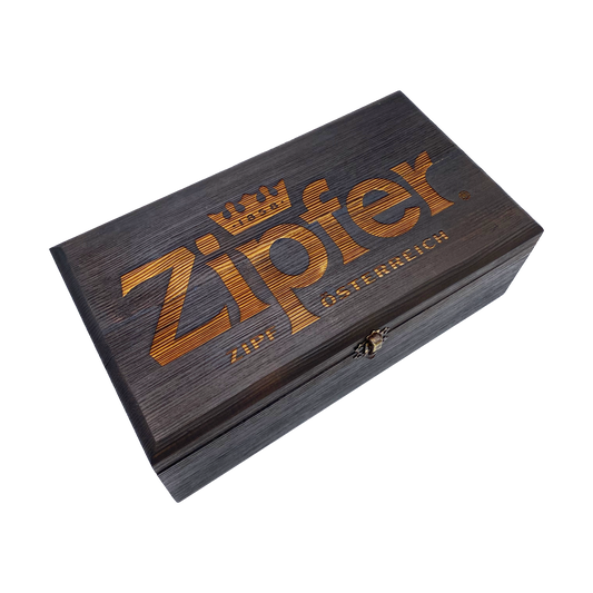 Geschenkbox mit personalisiertem Zipfer Design-Glas