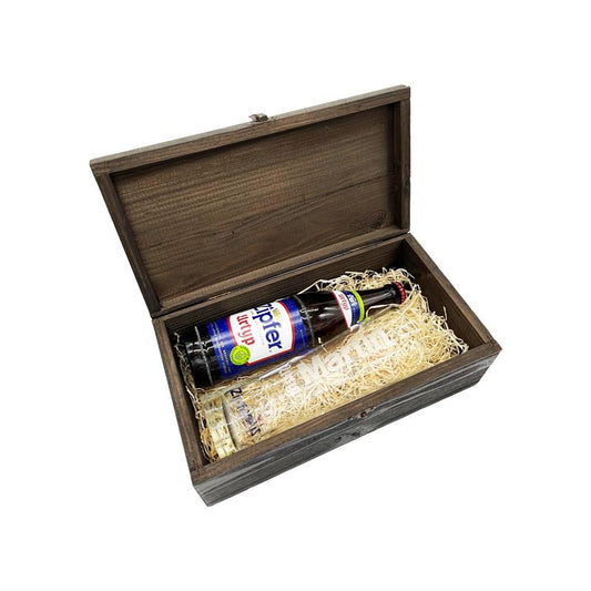 Geschenkbox mit personalisiertem Zipfer Design-Glas